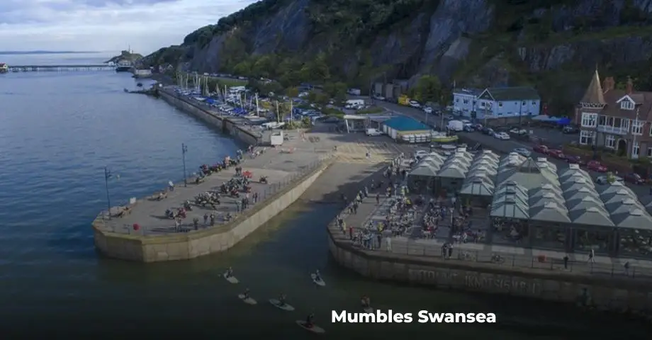 coastal view of Mumbles Swansea with pier and seaside attractions