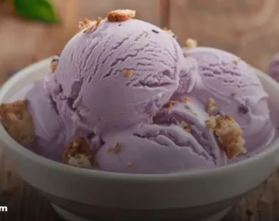 Purple taro root ice cream dessert made with real Taro