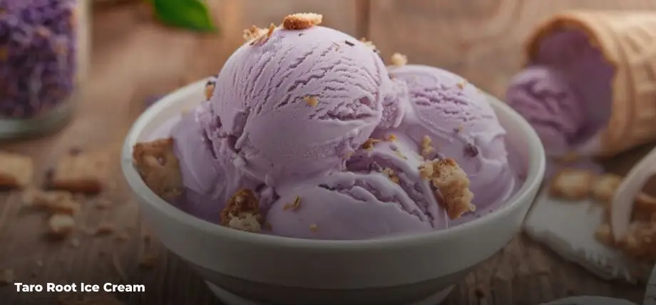 Purple taro root ice cream dessert made with real Taro