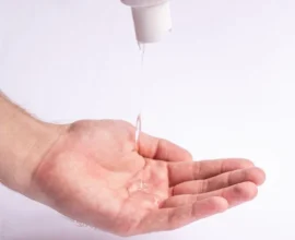 clear styling gel dispensed into an open palm