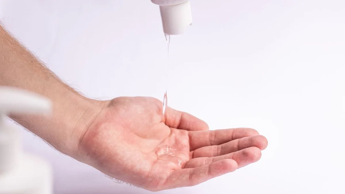 clear styling gel dispensed into an open palm