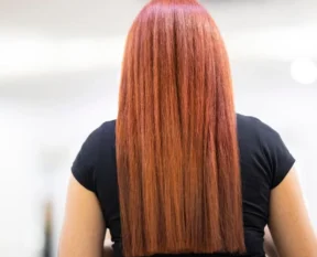 long smooth hair after a salon smoothing treatment