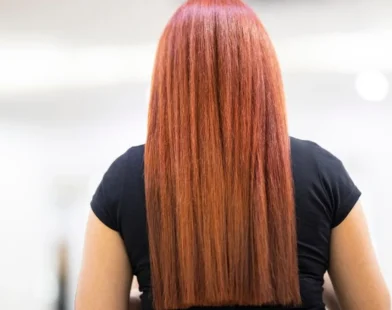 long smooth hair after a salon smoothing treatment
