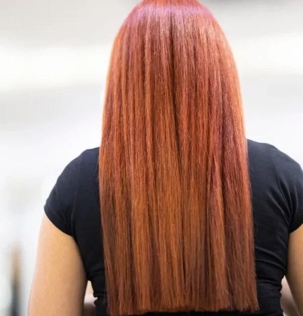 long smooth hair after a salon smoothing treatment