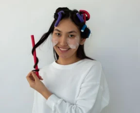 heatless curls set in rollers, ready to come out