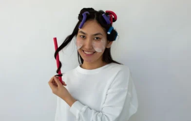 heatless curls set in rollers, ready to come out