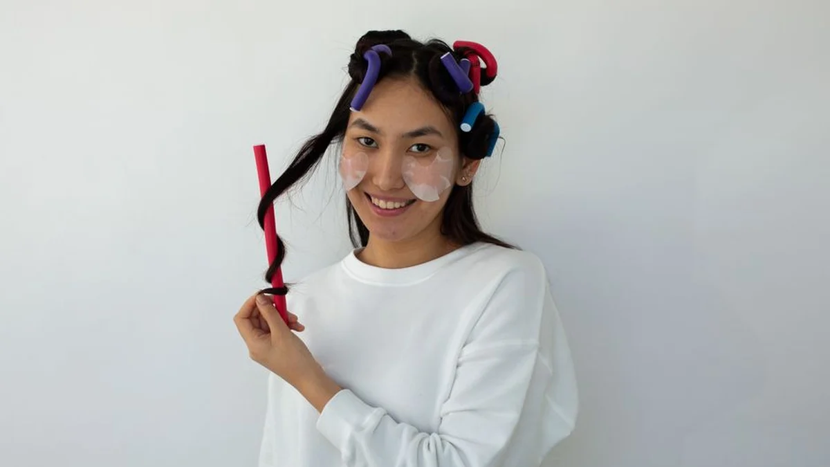 heatless curls set in rollers, ready to come out